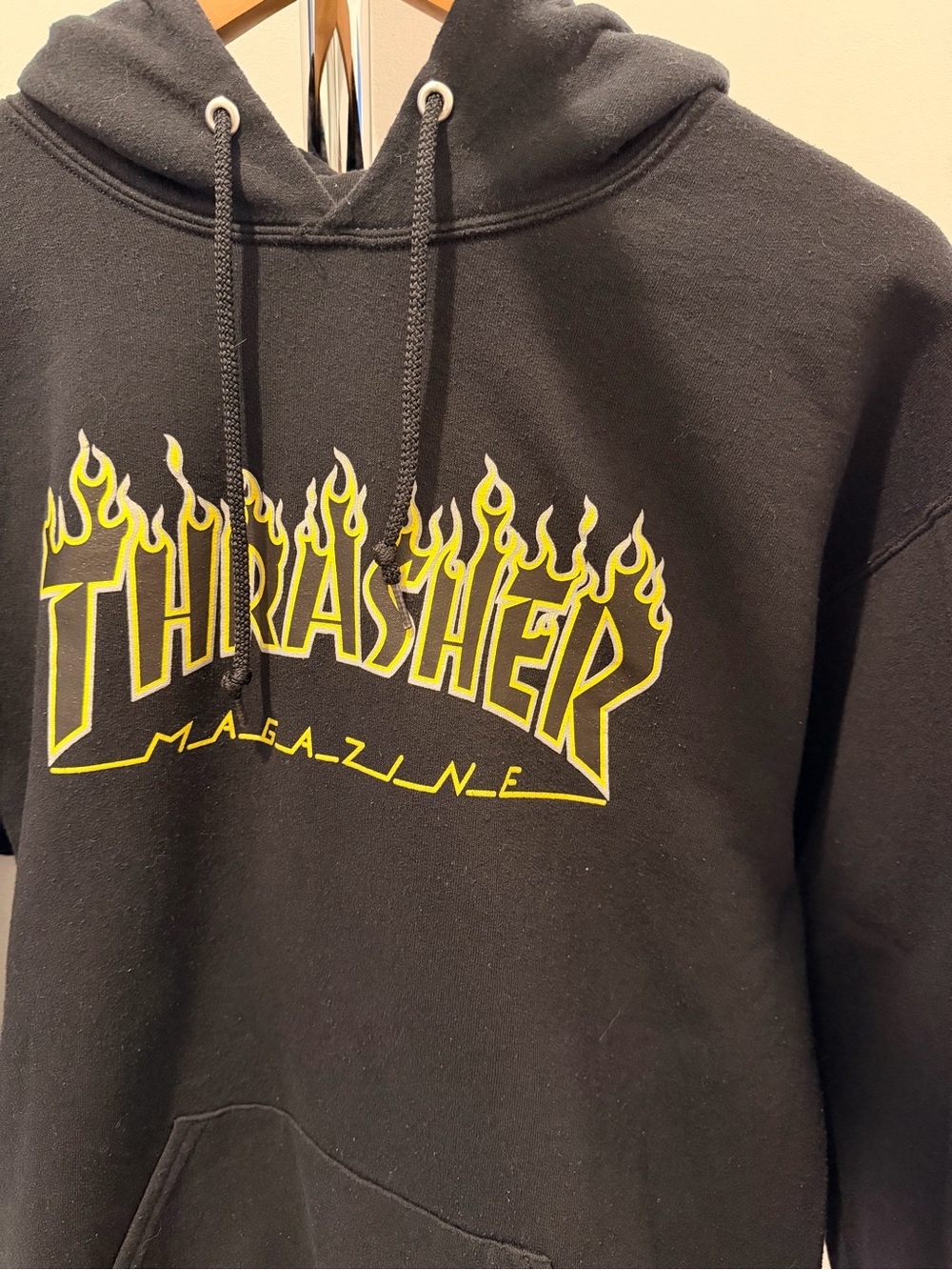 Thrasher Black Hoodie with Yellow Flame Logo - Picture 2 of 5